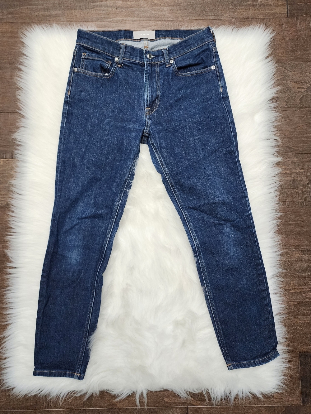 EVERLANE Dark Wash Mid High Rise Ankle Skinny Straight Jeans Size 28